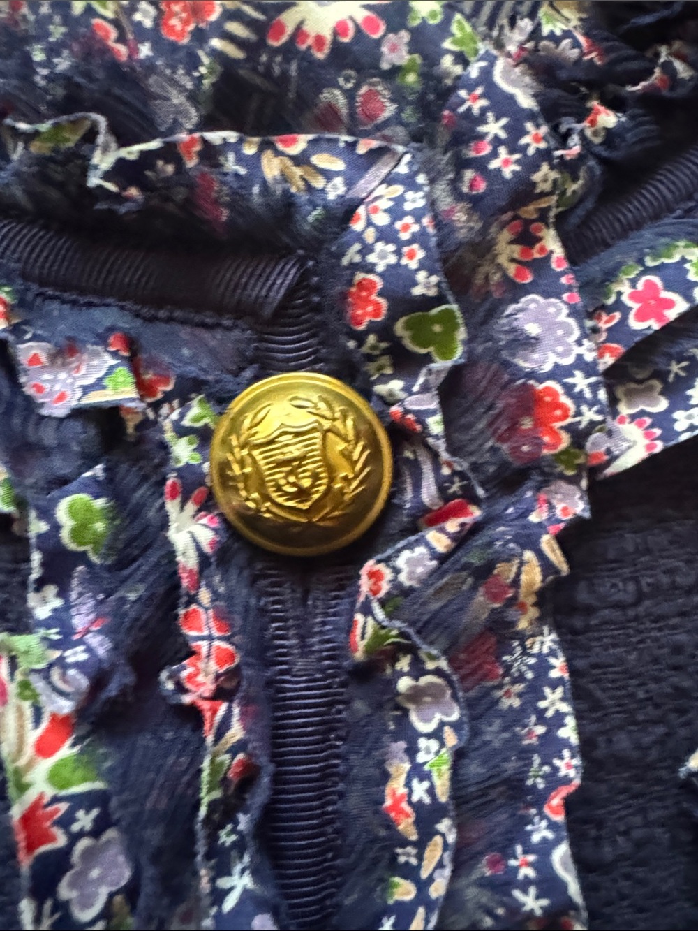 J Crew Navy Tweed Jacket with Floral Trim - Picture 7 of 12